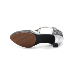 Women's Latin Dance Shoes with Closed Toe Buckle & Kitten Heels