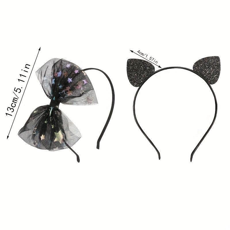 Halloween Mesh Hair Hoop with Cat Ears for Children