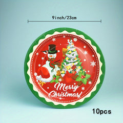 10pcs Christmas Beach Theme Disposable Dinner Plate Paper Cup Tableware