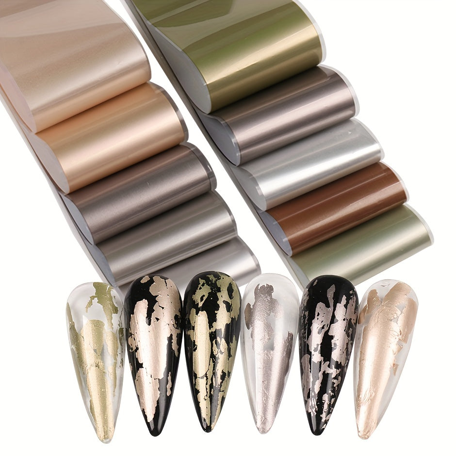 10 pcs Metallic Nail Foils Matte Metal Nail Stickers for Manicure Decoration