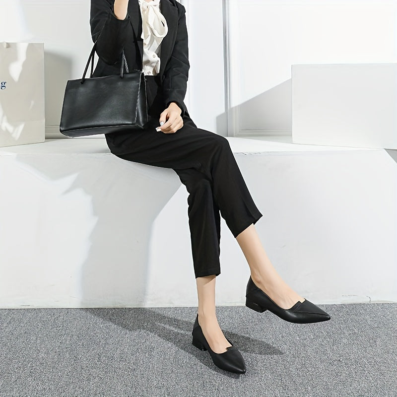 Women's Pointed Toe Low Heels Slip On Shoes Casual Work Shoes