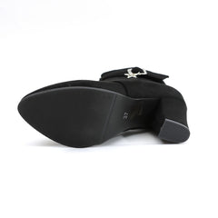 Women's Star Buckle Ankle Boots Block High Heels Round Toe