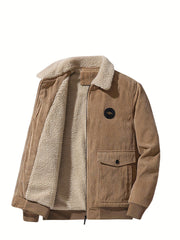 Men's Casual Corduroy Flap Pocket Jacket Coat