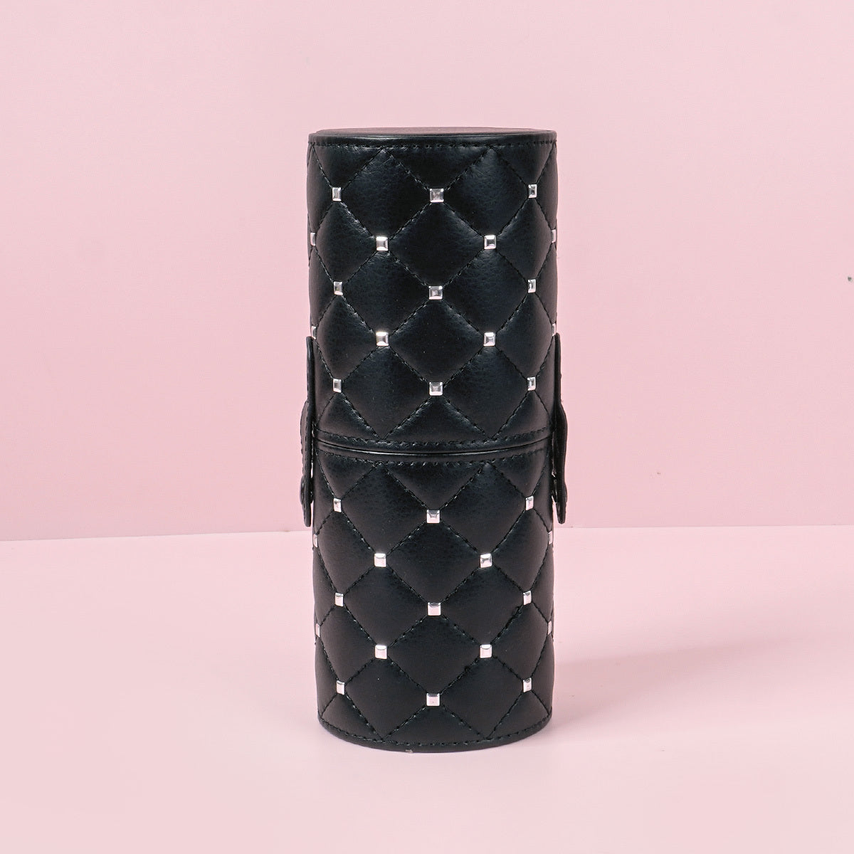 Rivets Studded Cosmetic Brush Travel Case Portable Makeup Brush Holder Cup