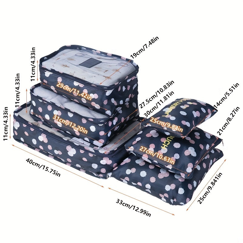 6pcs Portable Storage Bags Waterproof Clothes Organizer & Cosmetic Toiletry Bags