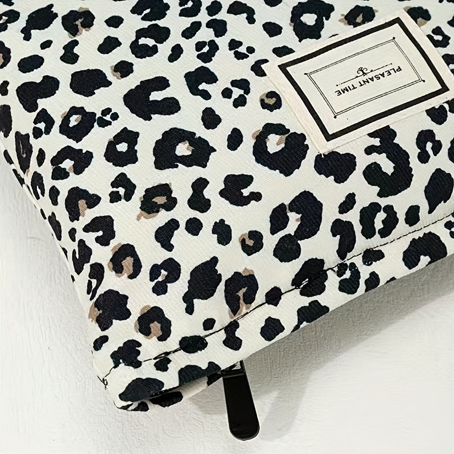 Leopard Print Makeup Bag Zipper Cosmetic Pouch Travel Toiletry Organizer