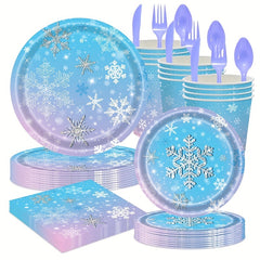 Winter Snowflake Tablecloth and Party Supplies Set