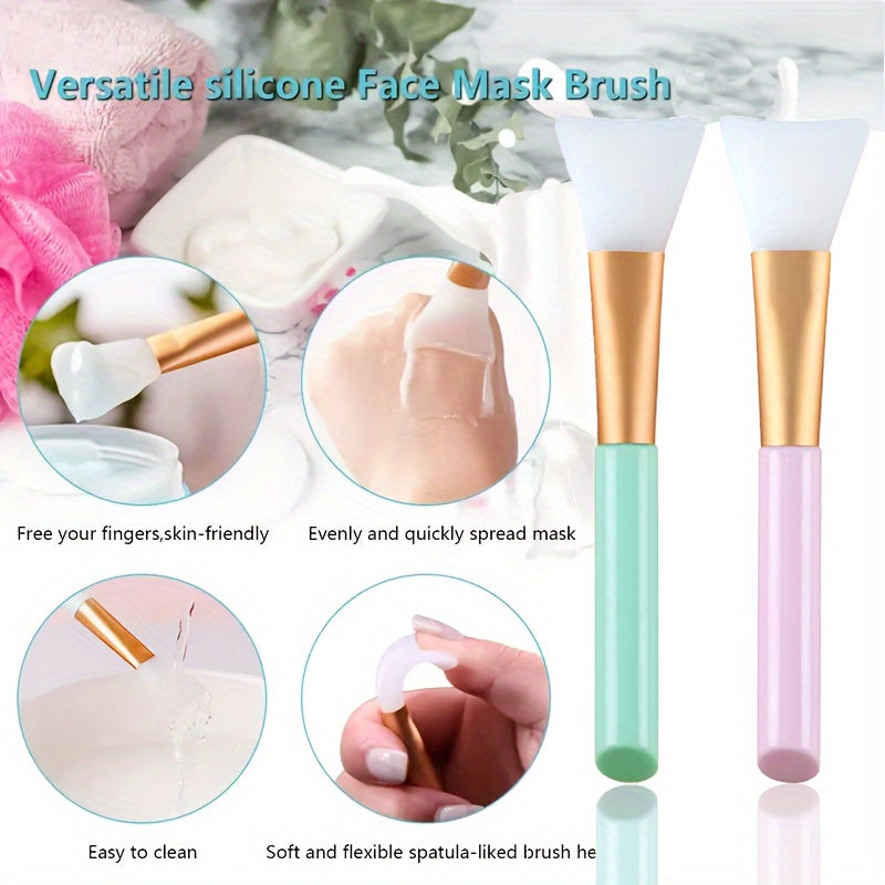 Facial Cleansing Brush Set Manual Silicone Face Mask Brush Lip Scrub Brush