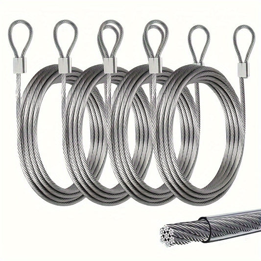4pcs 12ft 2mm Stainless Steel Cable 7x7 Strands for Tent & Hanging