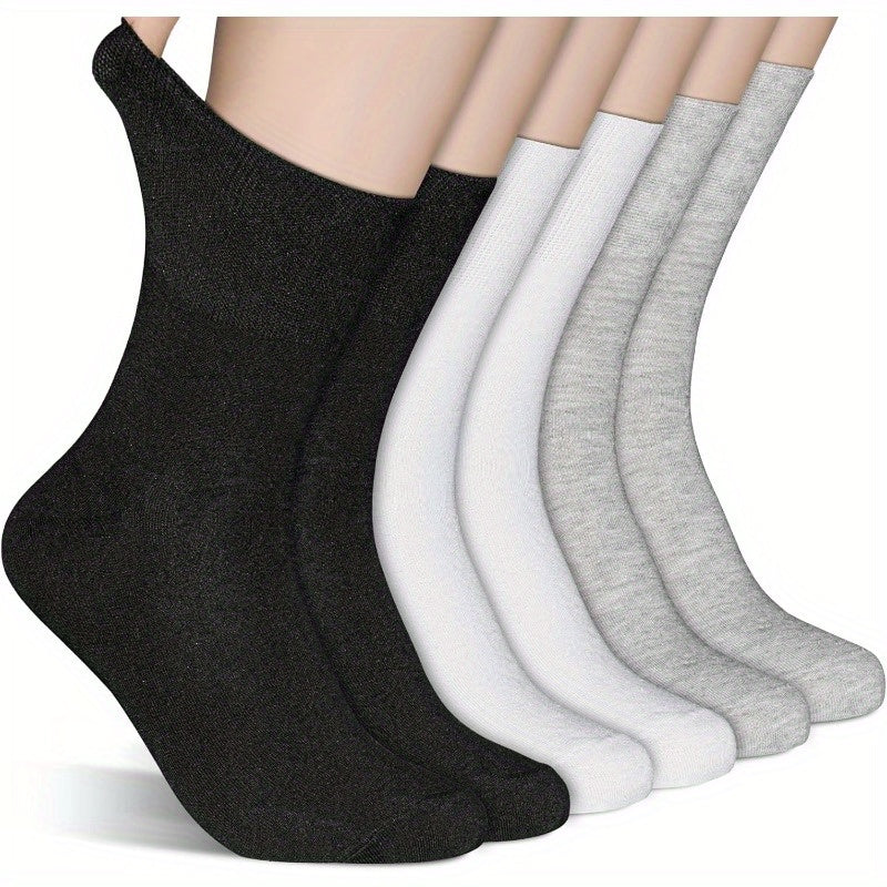 6 Pairs Diabetic Socks for Men & Women, Extra Roomy Toe Seams, Non Binding Top