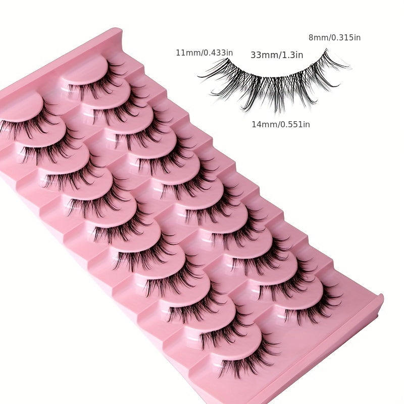 10 Pairs Cat Eye Lashes w/ Transparent Stems