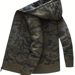 Camouflage Hooded Jacket Men's Zipper Pockets Sweatshirt