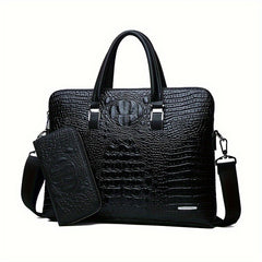 Crocodile Pattern Men's Handbag Business Ready for Daily Commute