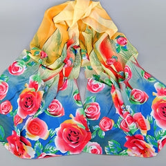 Floral Chiffon Silky Scarf Sun Protection Seaside Beach Scarf