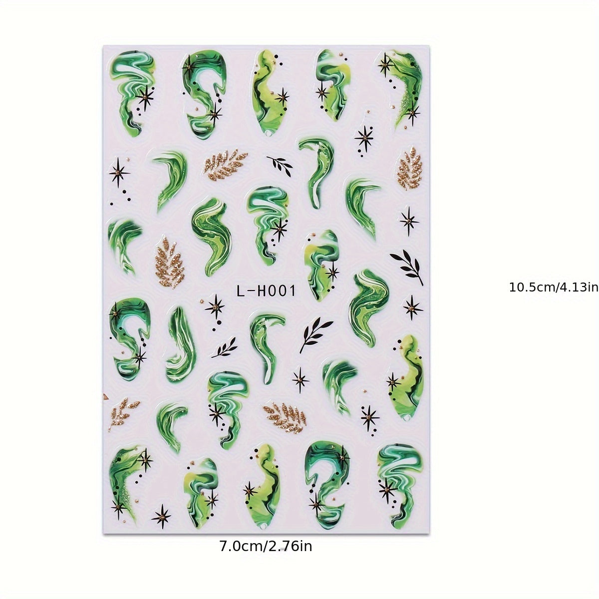 Shimmering Marble Nail Art Stickers Self Adhesive Glittery Reusable Decals