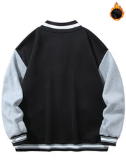 Varsity Jacket Men's Casual Button Up Jacket for Spring Fall