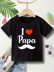 Boys I LOVE PAPA Top Short Sleeve T-shirt Casual Kids Summer Clothes