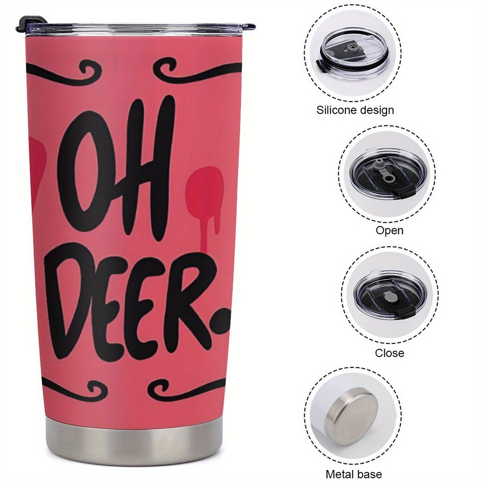 20oz Oh Deer Stainless Steel Tumbler Pink Swirls