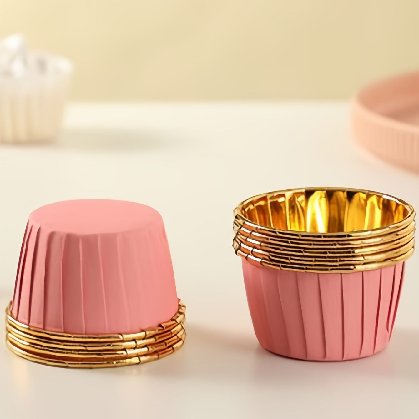 30pcs Pink Golden Muffin Cups Cake Mould Set