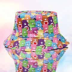 Bear Print Bucket Hat Candy Reversible Sunshade Fisherman Cap