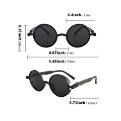 Gothic Steampunk Round Sunglasses for Men