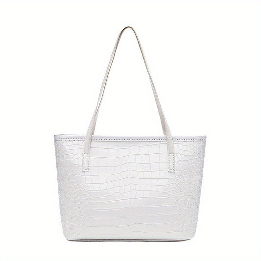Crocodile Pattern Tote Bag Solid Shoulder Bag Women's Handbags