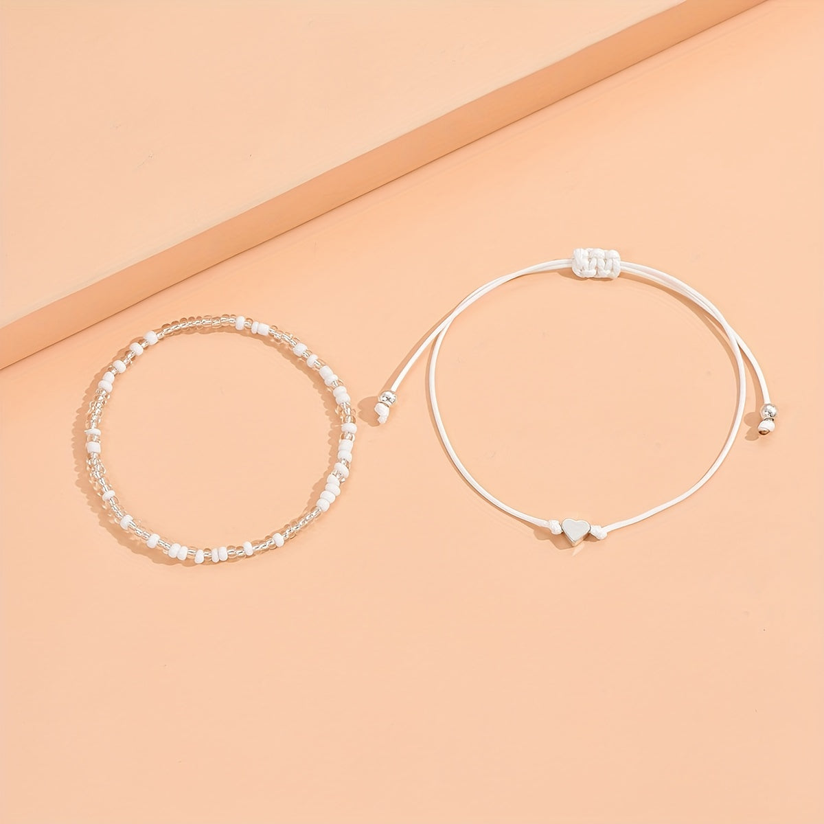 2 Pcs Colorful Rice Beads Anklet Adjustable Bracelet