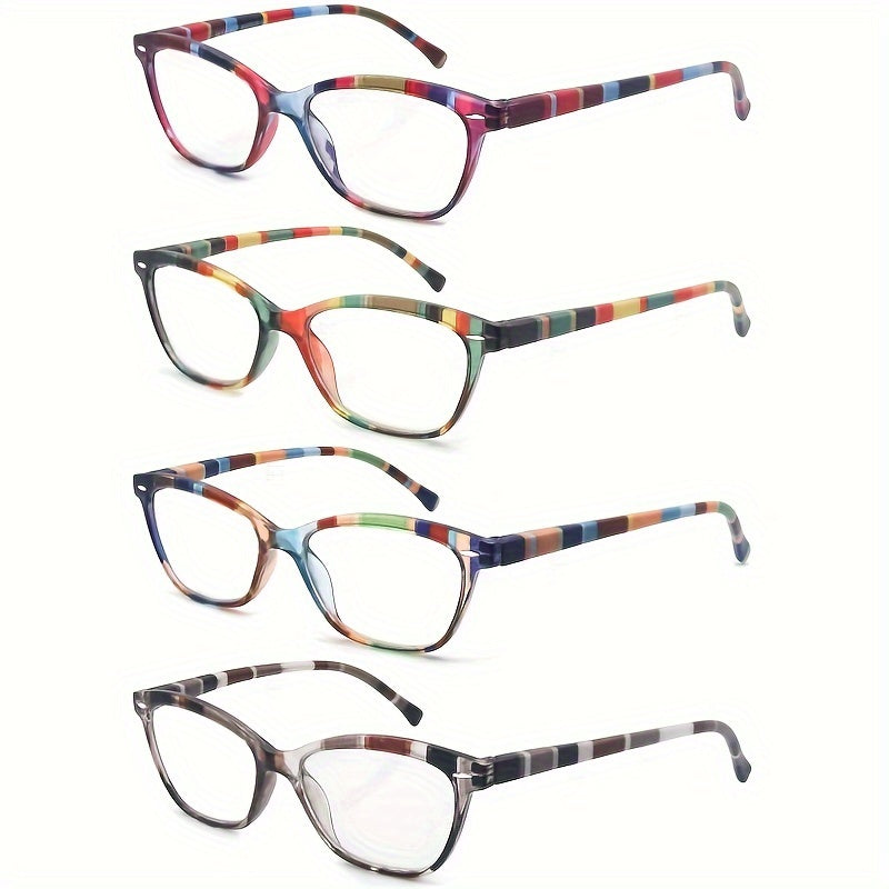 Women Reading Glasses Colorful Pattern Cat Eye Lightweight Flexible Spring Hinge