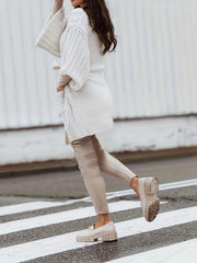 Solid Half Sleeve Belted Cardigan With Pockets