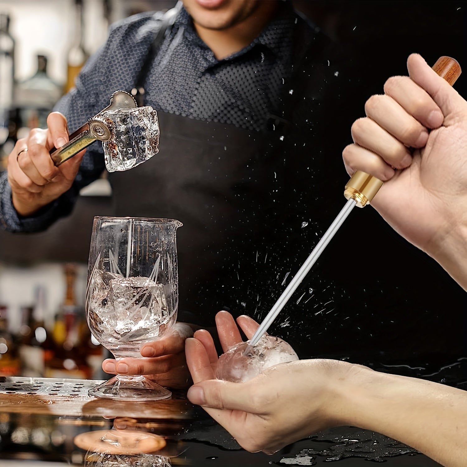 Portable Stainless Steel Ice Pick With Wooden Cover for Ice Breaking