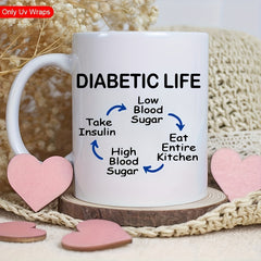 4pcs Diabetic Life UV DTF Waterproof Stickers Blood Glucose Conversion Chart