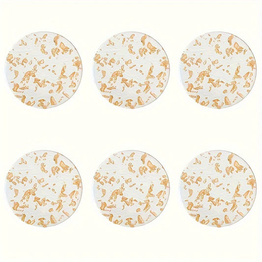 6 Pcs Golden Foil Acrylic Coaster Set Tea Cup Heat Resistant Pads