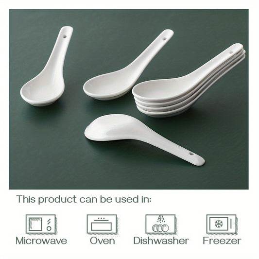6pcs 13 46 Cm Ceramic Soup Spoon Set for Appetizer Cereal Ramen Dessert