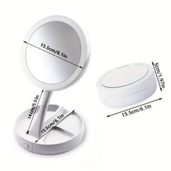 Foldable Makeup Mirror With Led Light Double Sided 1X & 10X Magnifying Mirror