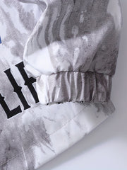 Men's Robot & Letter Print Windproof Jacket