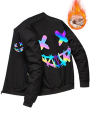 Men's Smile Face Graphic Sherpa Fleece Jacket