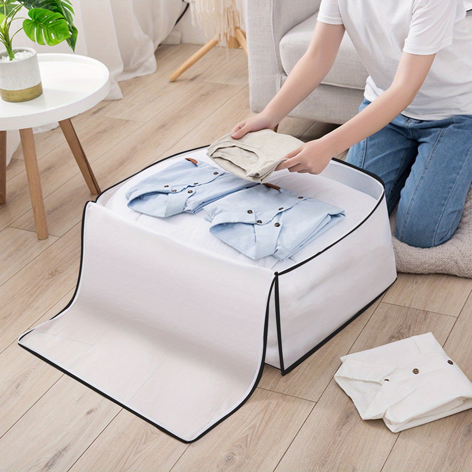 3pcs Foldable Fabric Storage Bins with Zipper Closure - Space Saving