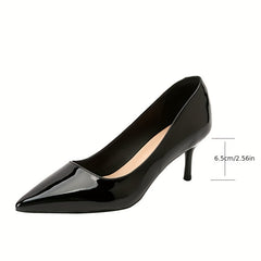 Women's Patent Leather Stiletto Heels Pointed Toe Classic Slip-On Court Pumps