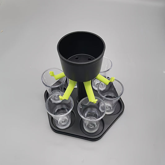 6 Shot Glass Dispenser for Wine Whisky Beer Liquor - Ideal for Parties