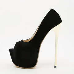 Women's Peep Toe Stiletto Heels Slip On Platform Pumps