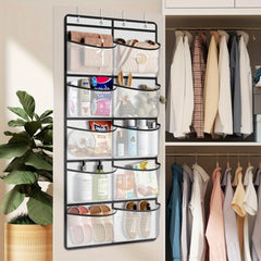 10 Pocket Over the Door Hanging Organizer - Transparent Non Woven Storage Bag