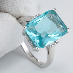 Men's Square Sea Zircon Ring