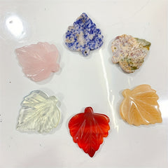Crystal Leaf 1.97inch Plant Handicraft Healing Stones Mix Colorful Carvings