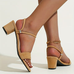 Women's Chunky Heeled Sandals Open Toe Slip On Mid Heels Two way Wear