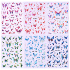 6pcs Butterfly Nail Art Stickers Self Adhesive Shimmering Decals