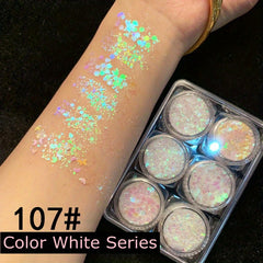 6pcs Glitter Gel Body Face Makeup Holographic Chunky Glitter Eyeshadow