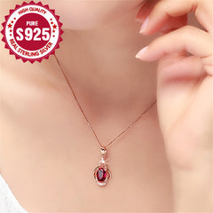 925 Sterling Silver Water Drop Pendant Necklace with Gemstone