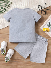 2 Boys Little Pattern T Shirts & Shorts Set Kids Summer Clothes