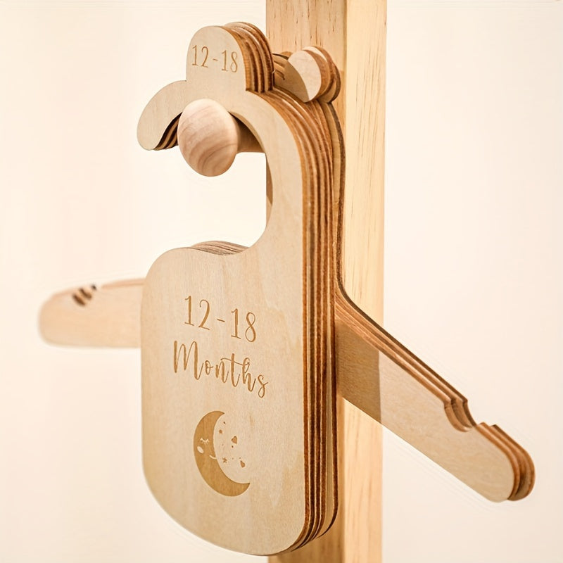 7pcs Kids' Clothing Separator Wooden Kids' Clothing Size Hanger