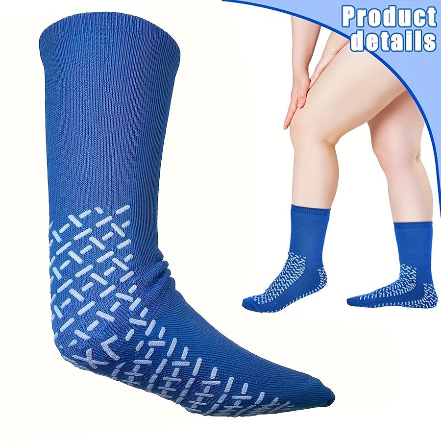 Non Slip Hospital Grip Socks - 1 Pair, Men/Women, Diabetic Socks, Wide Stretch